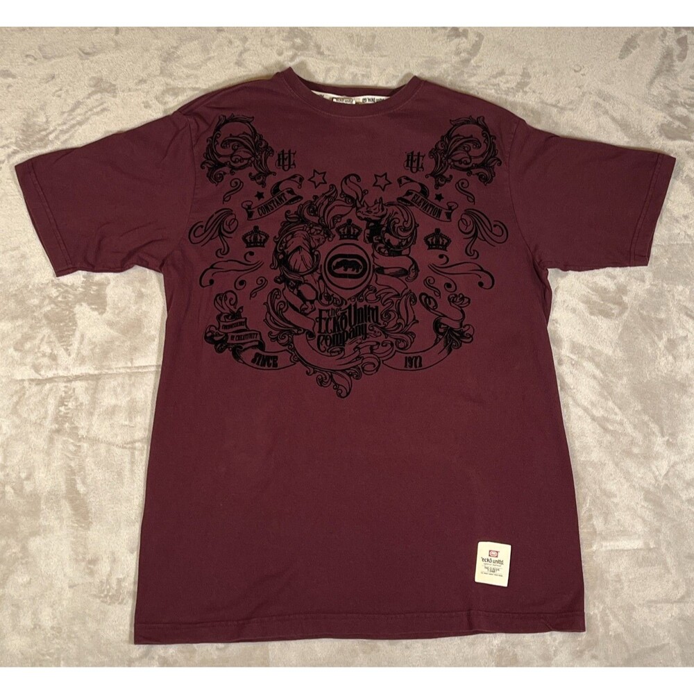 Vtg Y2k Maroon Ecko Unltd Classic T Shirt Mens Size L Hip Hop Grunge Skater Red